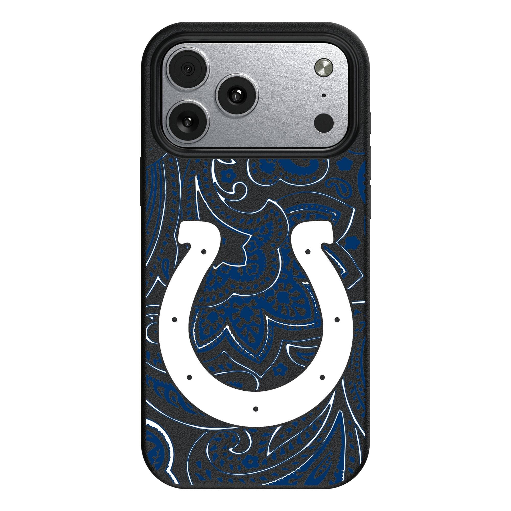 Keyscaper - NFL - Indianapolis Colts Paisley iPhone Magnetic Bump Case - 15 - Black