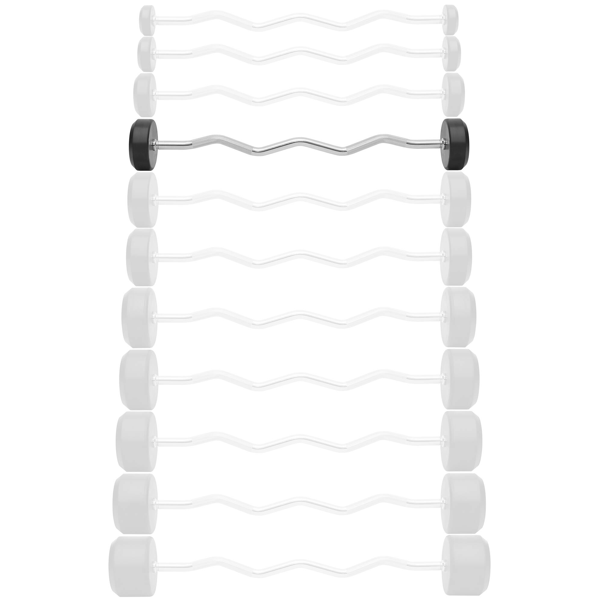 Alt View 1. Philosophy Gym - Rubber Fixed Barbell - Pre-Loaded Weight EZ Curl Bar for Weightlifting - Black.