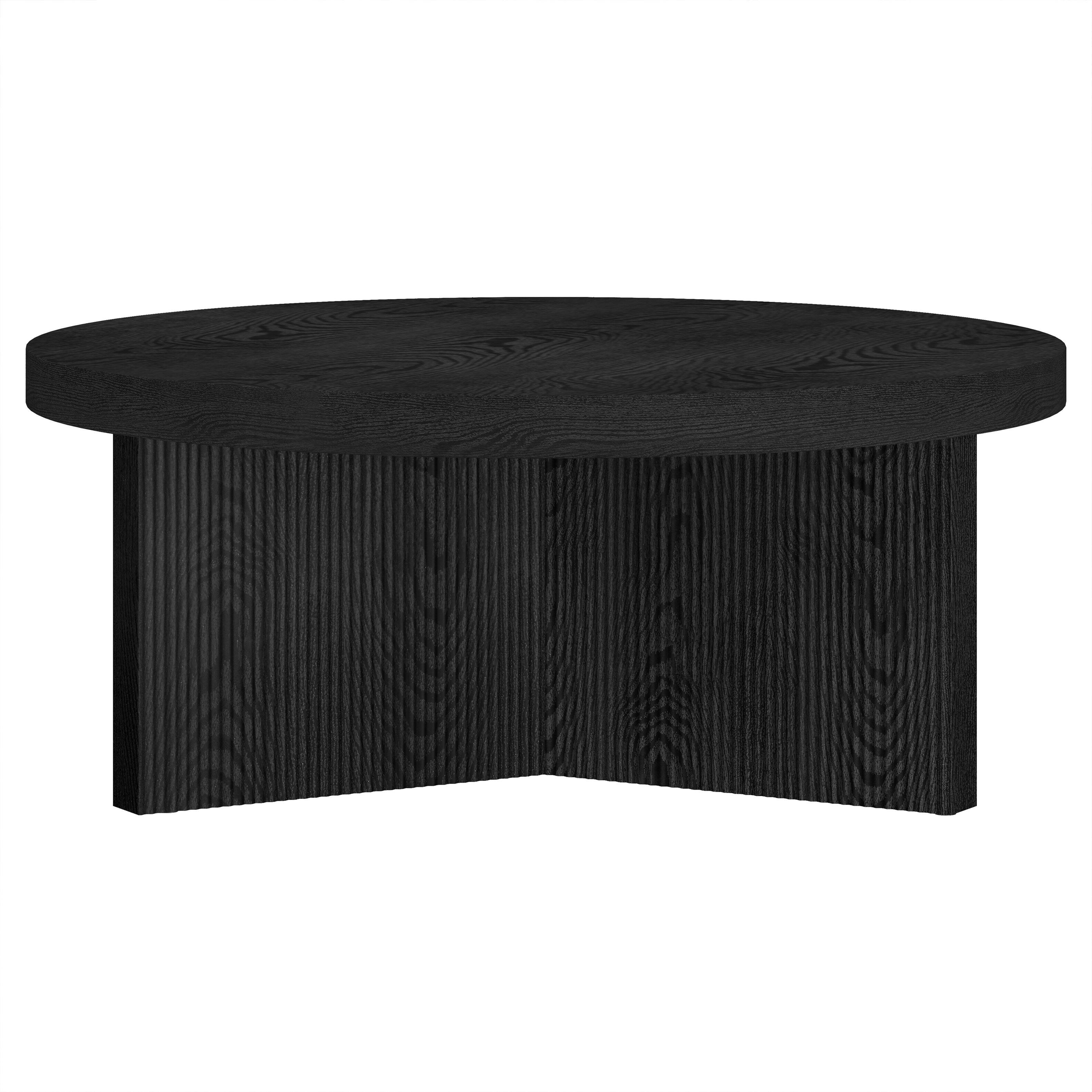 Alt View 2. Hudson&Canal - Holm 36" Wide Round Fluted Coffee Table - Black.