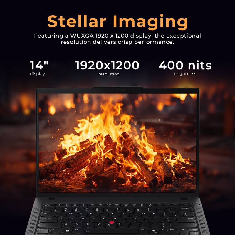 Stellar Imaging  
Featuring a WUXGA 1920 x 1200 display, the exceptional resolution delivers crisp performance.  

14" display  
1920x1200 resolution  
400 nits brightness