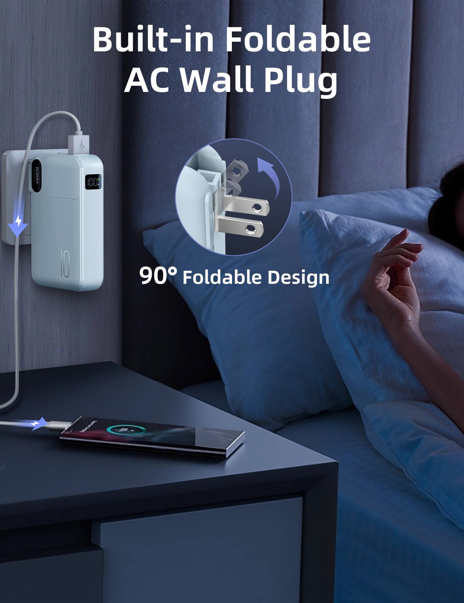Built-in Foldable AC Wall Plug

KOKKY

10

90° Foldable Design
