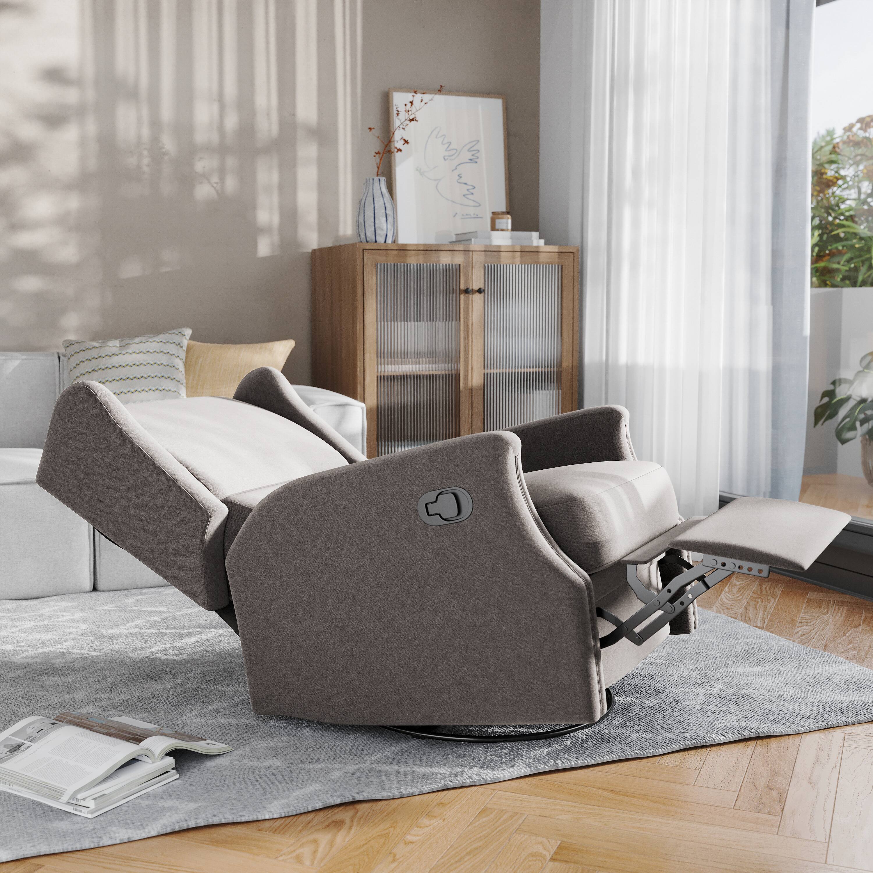 Alt View 2. Flash Furniture - Omma Swivel Glider Rocker Recliner Chair, Manual 360 Degree Swivel Wingback Recliner Perfect for Living Room, Bedroom, o - Gray.