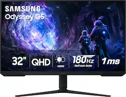 Samsung - 32" Odyssey G51F QHD 180Hz 1ms AMD FreeSync Gaming Monitor with HDR10 (DisplayPort, HDMI) - Black - Front_Zoom