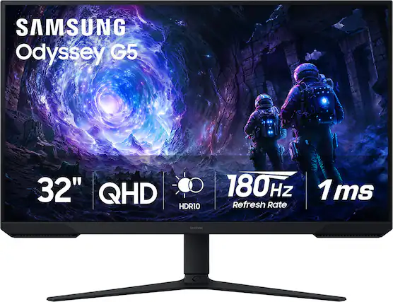 SAMSUNG Odyssey G5 32" QHD 180Hz 1ms HDR10 Refresh Rate