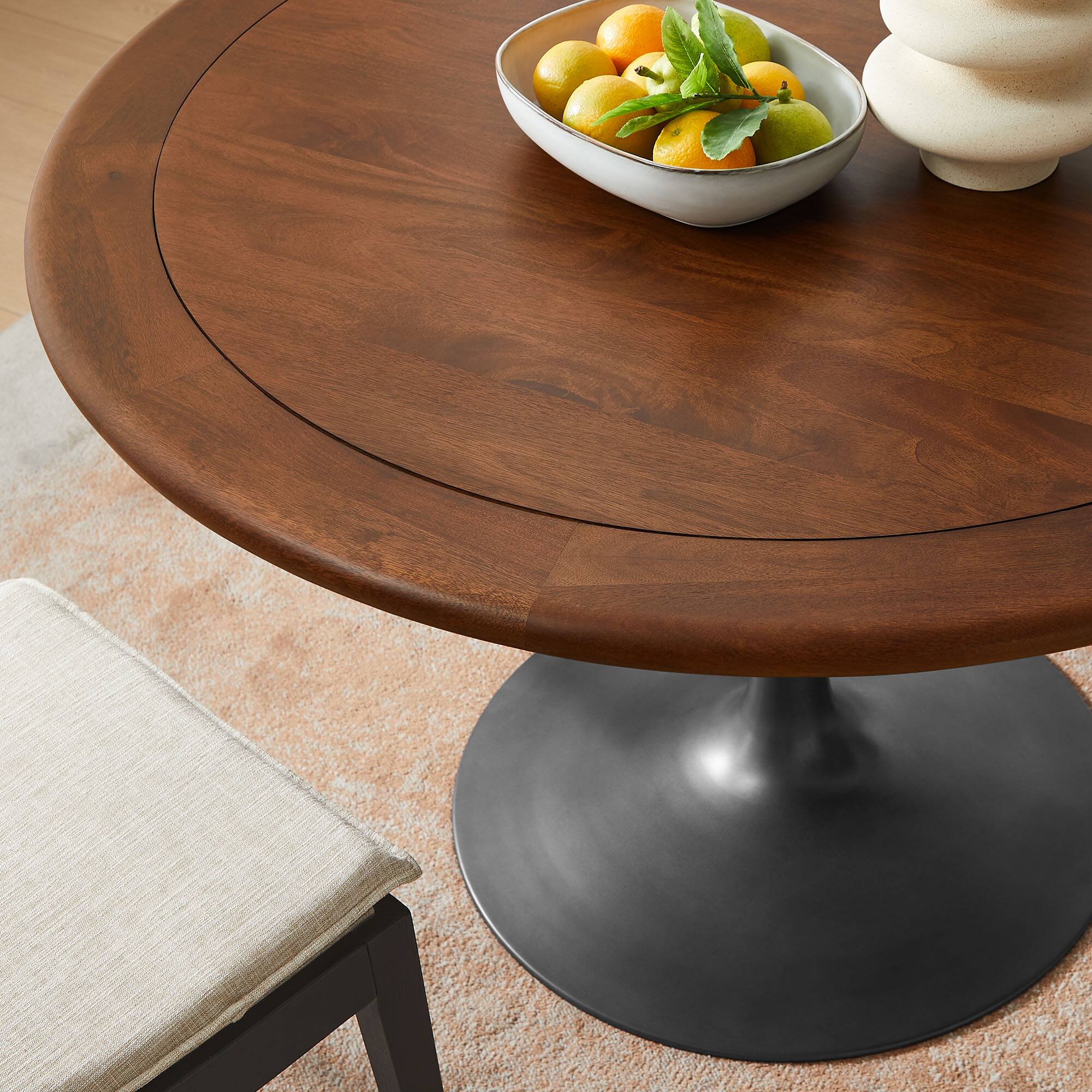 Alt View 6. Modway - Lippa 48" Round Pedestal Solid Wood Dining Table by Modway - Black Walnut.