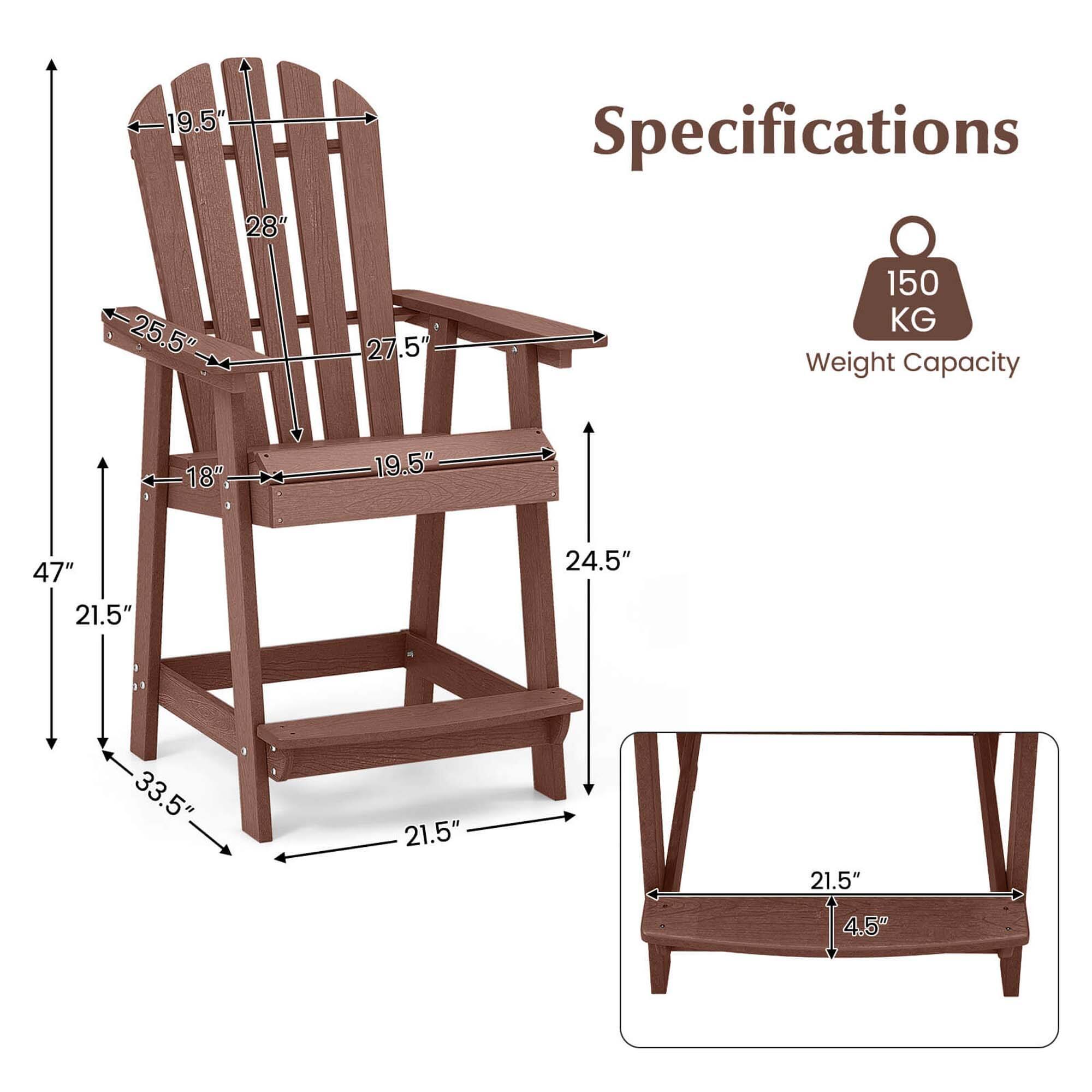Specifications:

* 19.5" 28"
* 25.5" 27.5"
* 150 KG Weight Capacity
* 18" 19.5" 47" 21.5" 24.5" 33.5" 21.5" 21.5" 4,5"