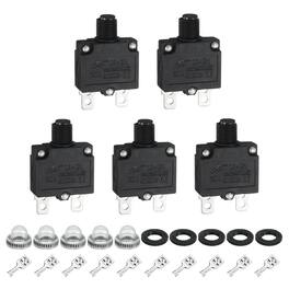 Unique Bargains - 5pcs 20A Thermal Circuit Breaker, 125/250V AC,32V DC, Manual Reset Push Button, Waterproof Caps, Quick Connect X-B1 - Black