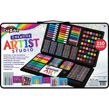 Cra-Z-Art Creative Artist Studio 55 Oil Pastels + 17 Mini Colored Pencils 48 Watercolor Cakes - Total Net WE 12.43 cm + 1 Storage Case.