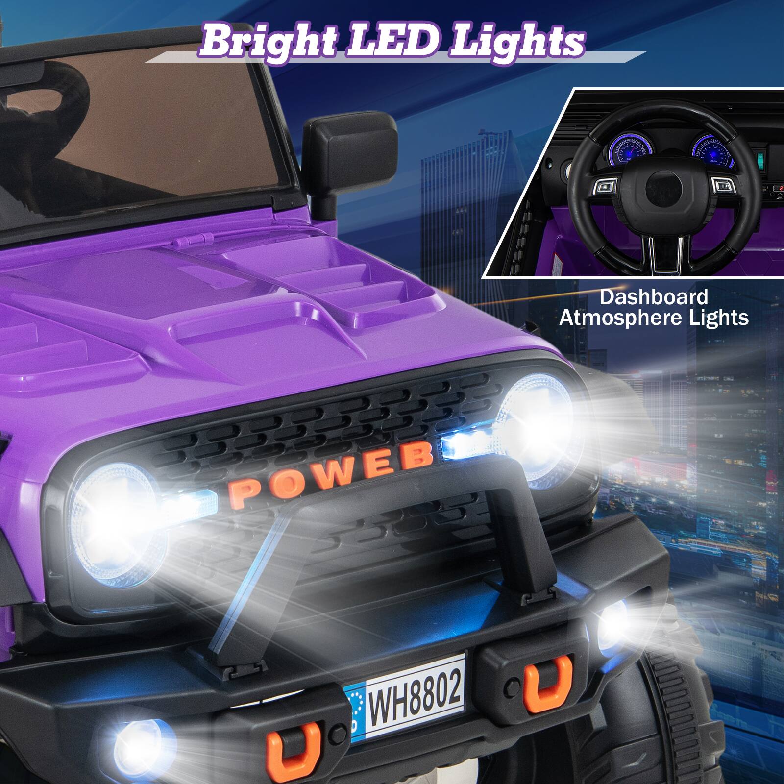 Bright LED Lights

Dashboard Atmosphere Lights

POWER

WH8802
