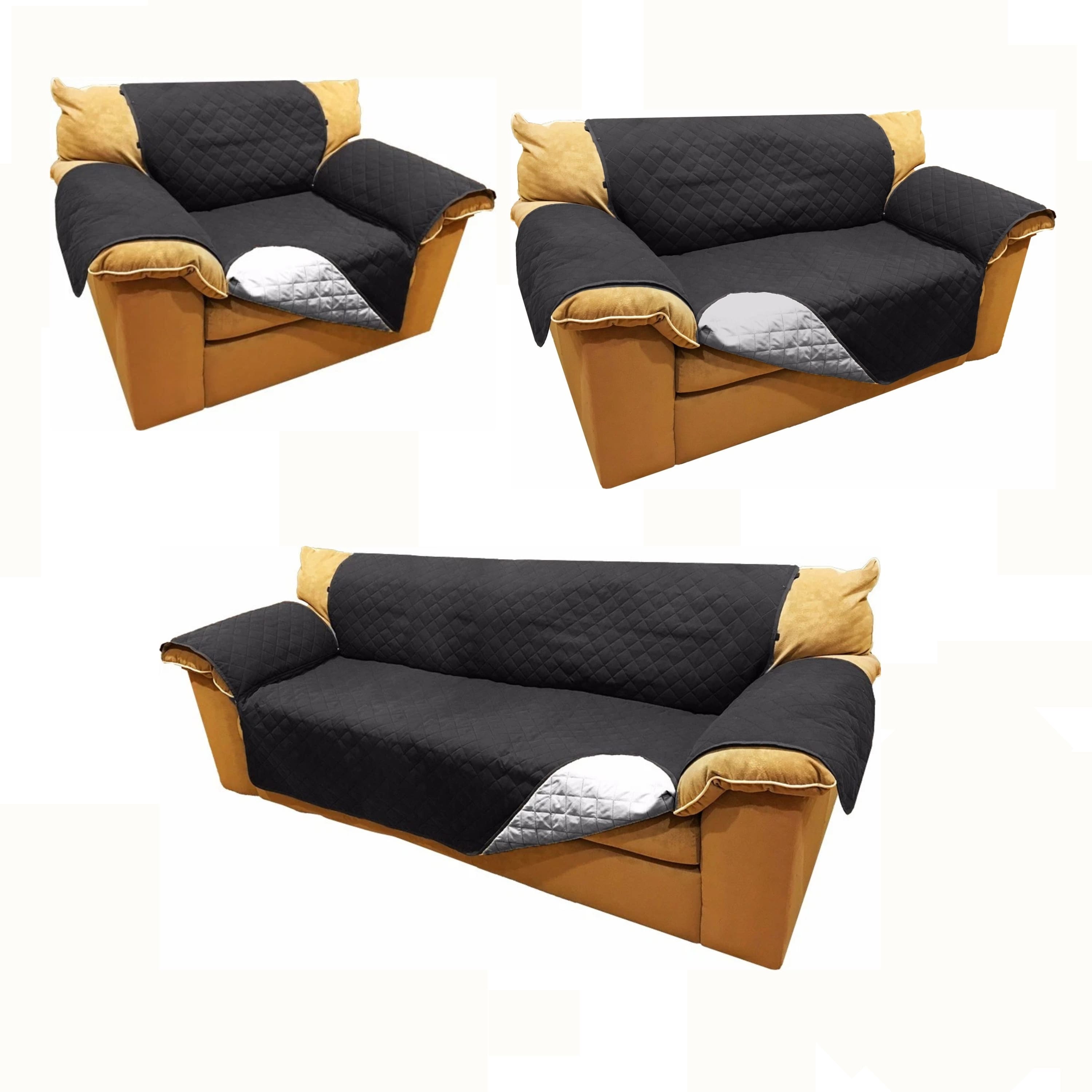 Kitcheniva - Reversible Quilted Microfiber Sofa Cover Furniture Protector for Pets Kids & Dogs Sofa Loveseat Chair Black - Gray