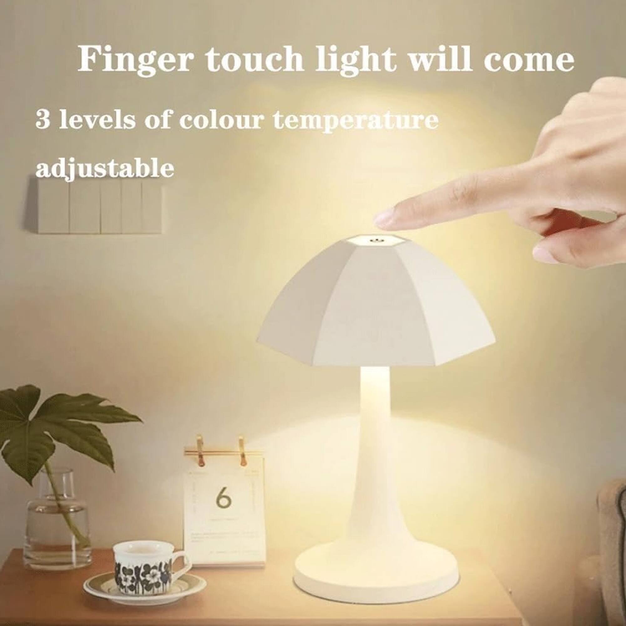 Finger touch light will come  
3 levels of colour temperature adjustable