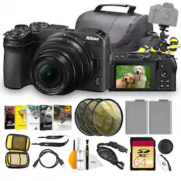 Bundle - Nikon - Z30 Mirrorless Camera 16-50mm VR Lens Kit DX Format 4K Recording With Camera Bag + Tripod + Filter Kit + 64 - Black