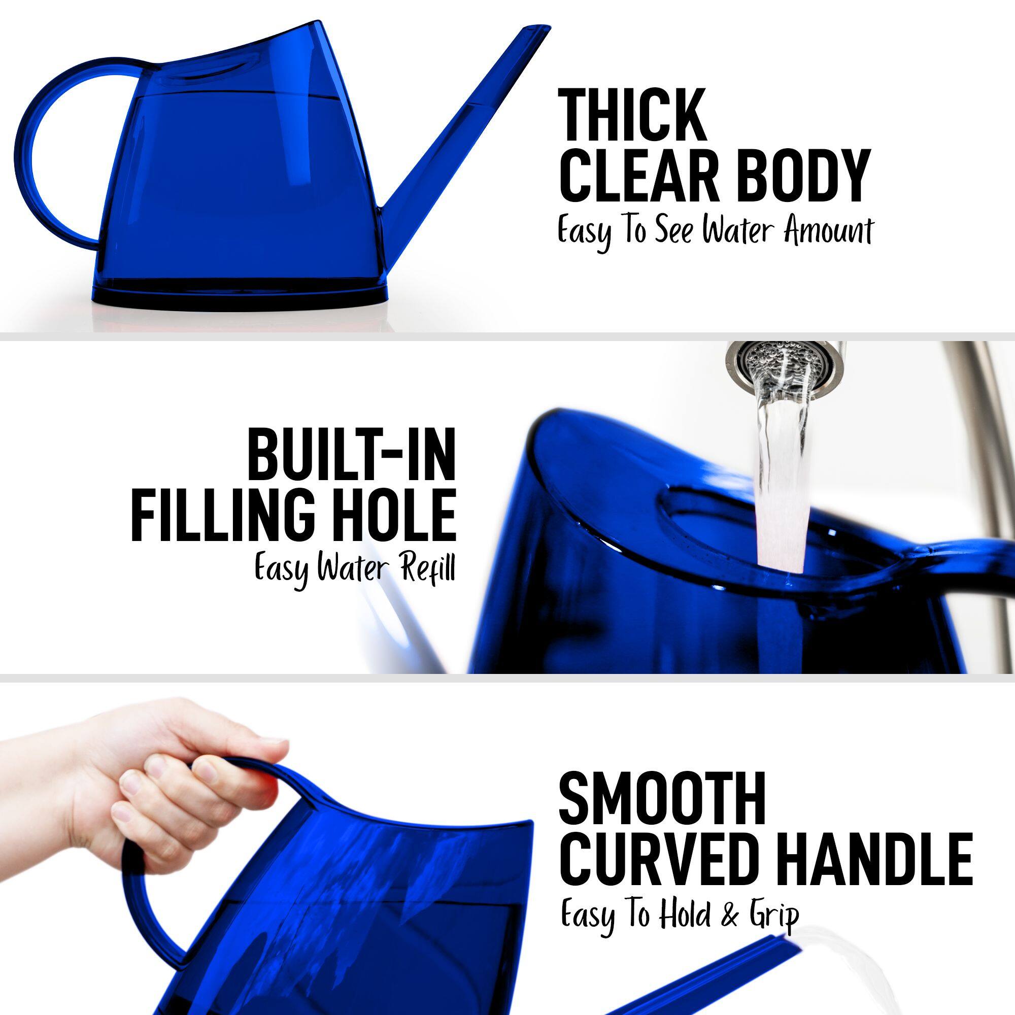- THICK CLEAR BODY  
  Easy To See Water Amount

- BUILT-IN FILLING HOLE  
  Easy Water Refill

- SMOOTH CURVED HANDLE  
  Easy To Hold & Grip