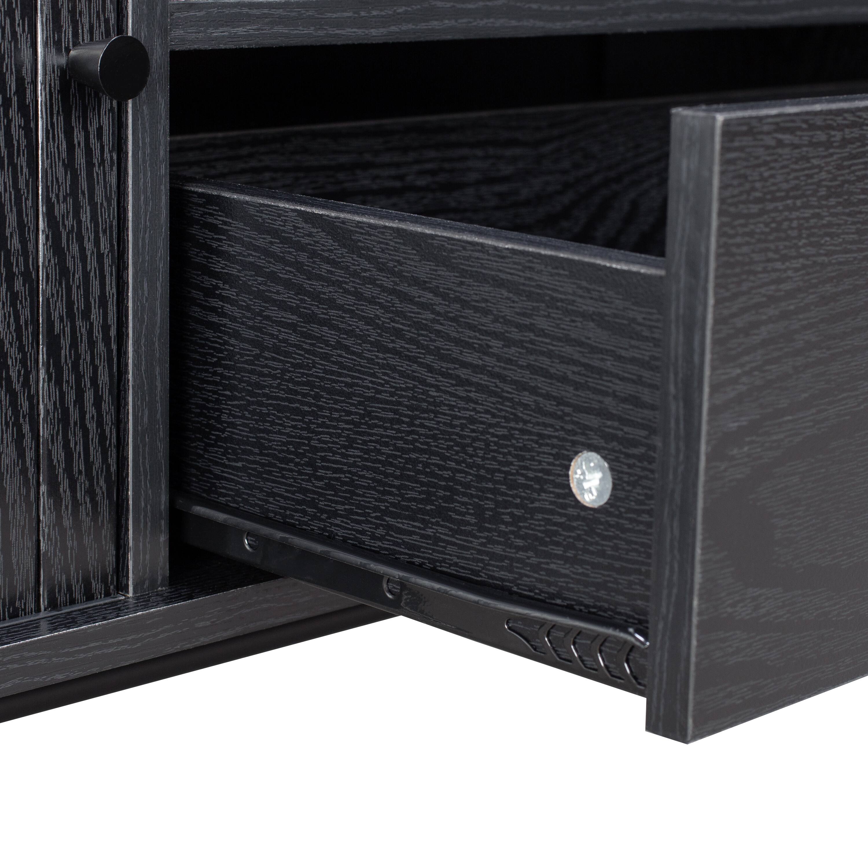 Alt View 10. CorLiving - TV Stand / Media Console with Curved Fluted Doors for TVs up to 65" - Black.
