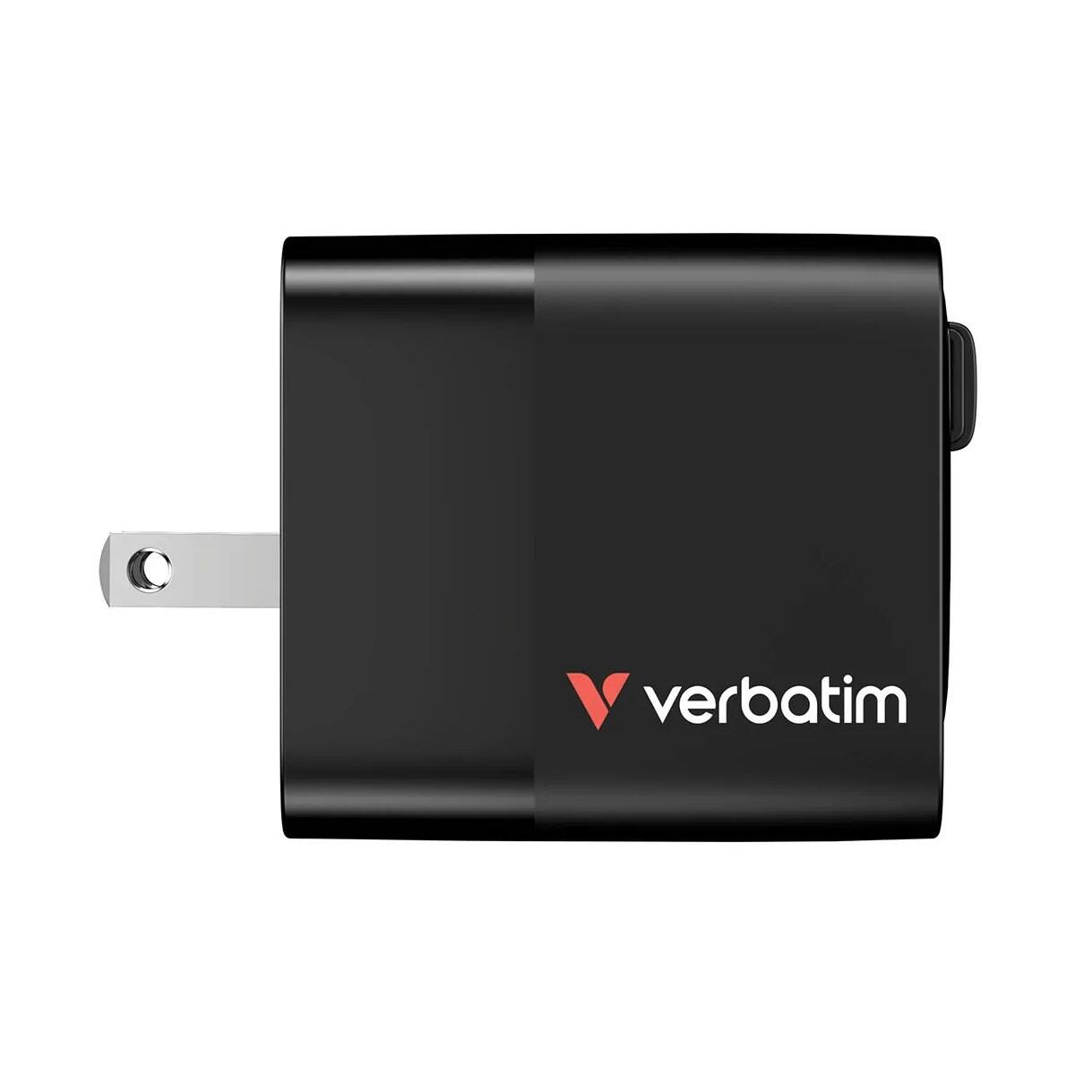Alt View 3. Verbatim - Verbatim 65W 2-Port GaN Wall Charger with Retractable USB-C Cable - Black.