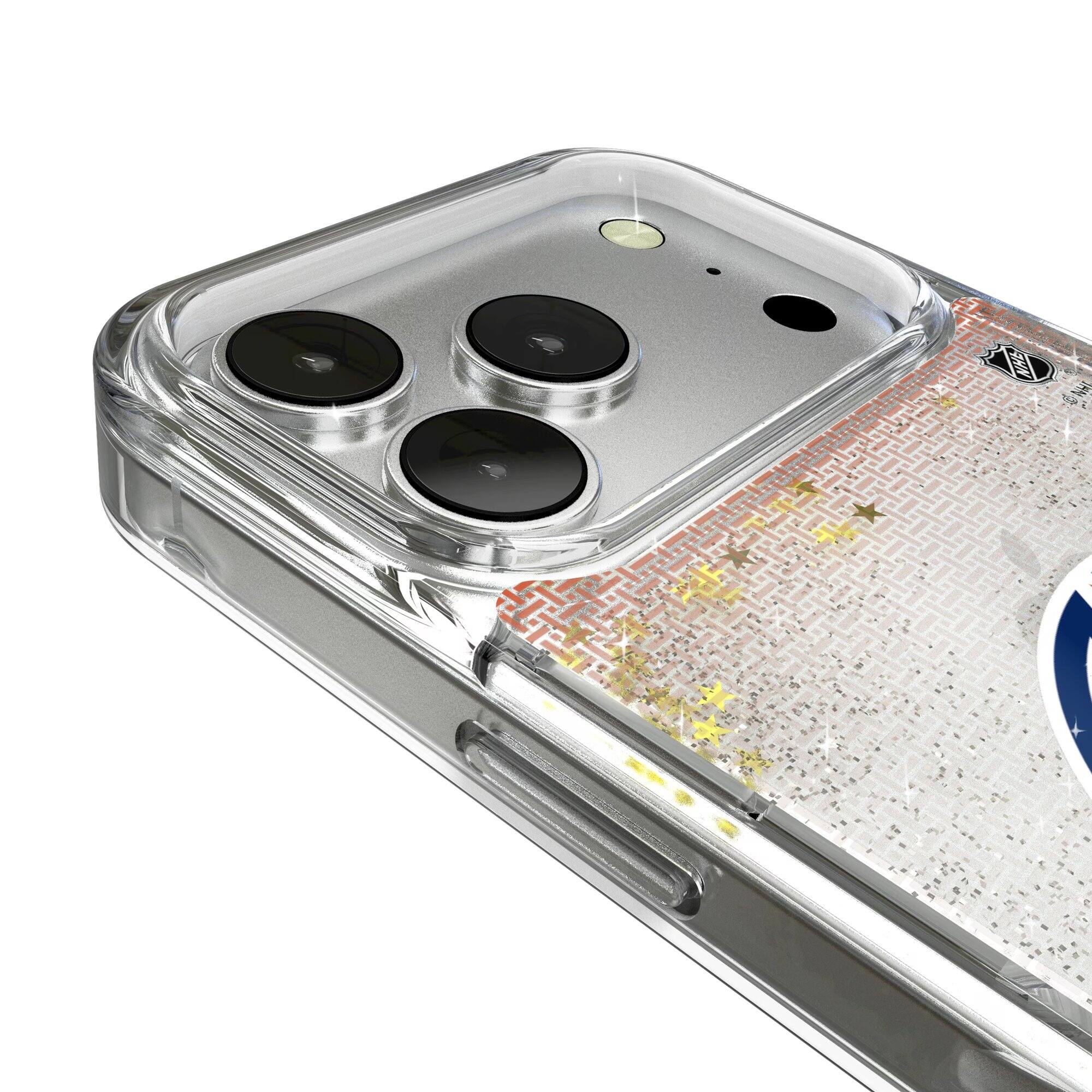 Alt View 2. Keyscaper - Edmonton Oilers Linen Logo iPhone Glitter Case - 13 Pro - Multicolor.
