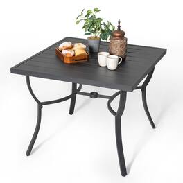 Nuu Garden - Patio 36" x 36" Aluminum Dining Table with 1.7" Umbrella Hole - Black