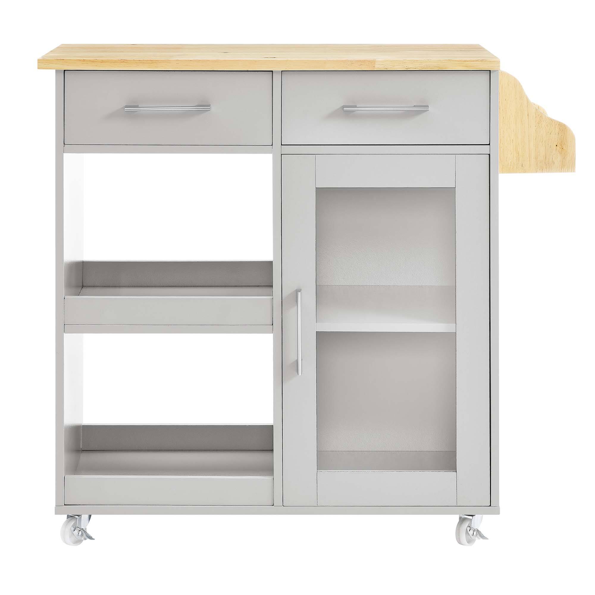 Alt View 4. Modway - Culinary Kitchen Cart With Spice Rack by Modway - Light Gray Natural.