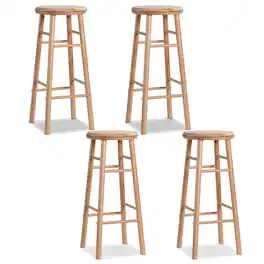 Gymax - 29'' Swivel Bar Stools Set of 4 w/Backless Design Footrests & Strong Crossbars Natural - Yellow