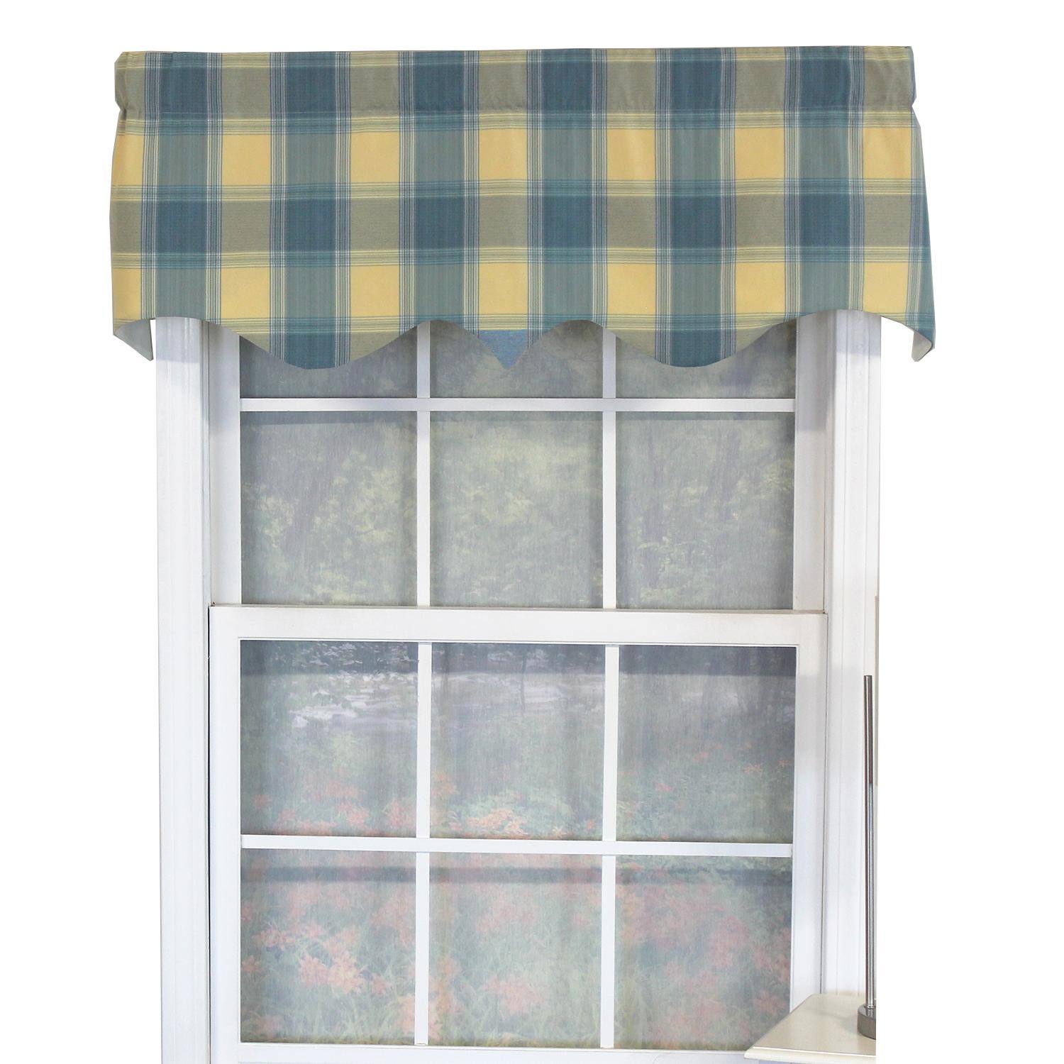 Angle. RLF Home - RLF Home Syon Park Plaid Regal Style 3" Rod Pocket Valance 50" x 17" Multicolor - Sunshine.