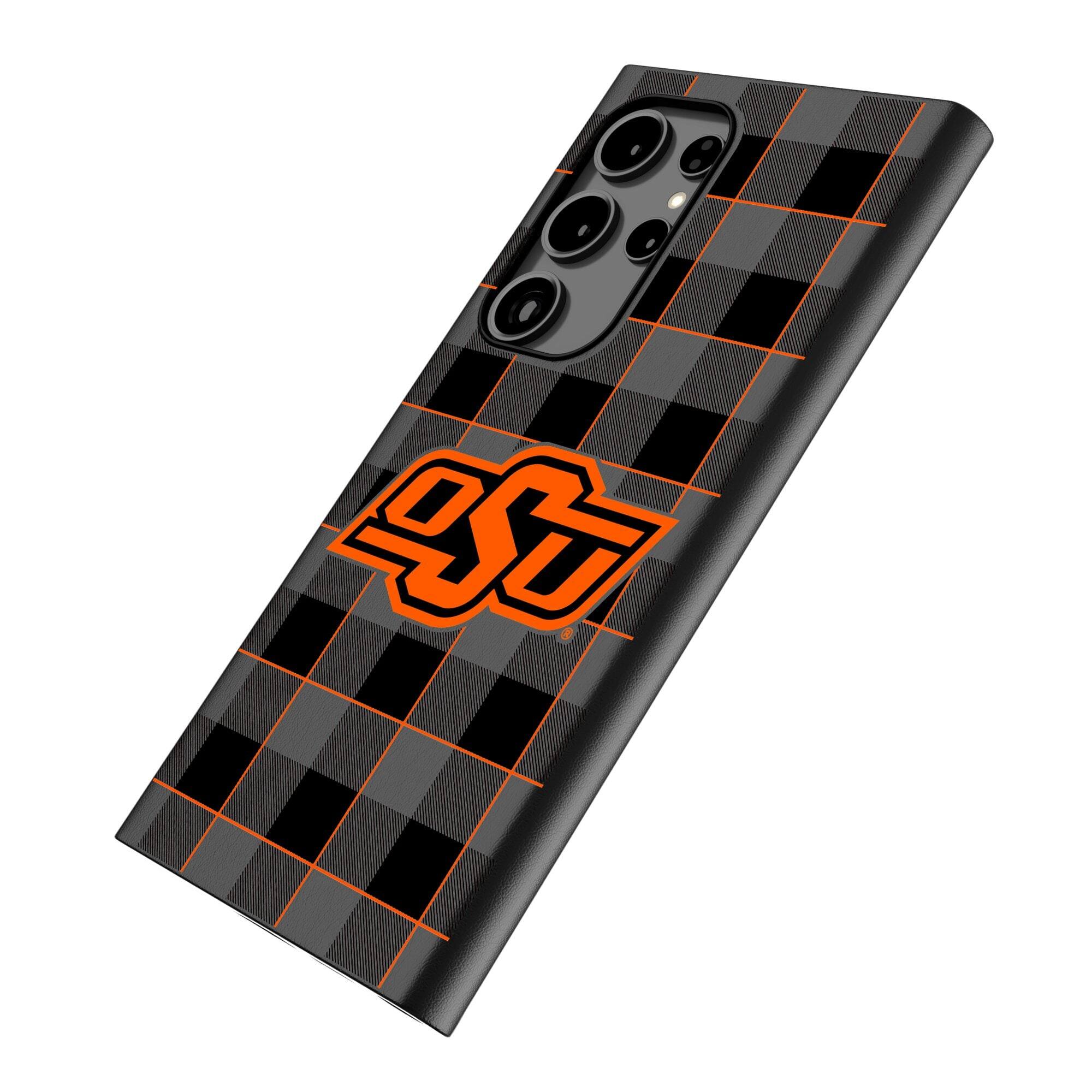 Alt View 1. Keyscaper - Oklahoma State Cowboys Plaid Galaxy Magnetic Bump Case - S24 - Black.