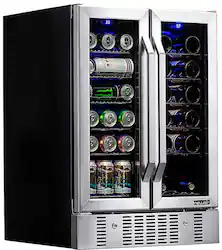 NewAir - Refurbished 18-Bottle Wine and 60-Can Dual Zone Beverage Cooler - Stainless Steel - Front_Zoom