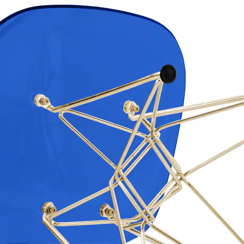 Alt View 4. LeisureMod - Cresco Modern Acrylic Dining Chair with Ergonomic Seat and Gold Steel Base - Transparent Blue.