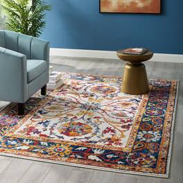 Modway - Entourage Samira Distressed Vintage Floral Vintage Medallion Area Rug - Multicolored