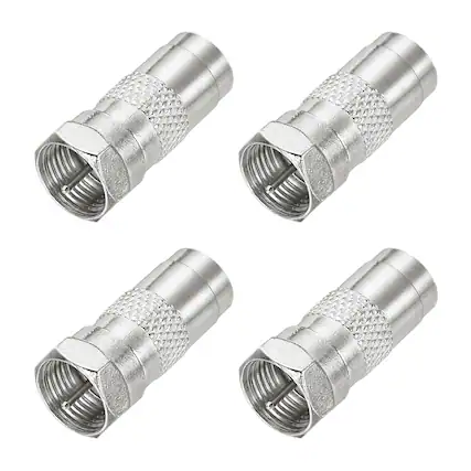 Front. Unique Bargains - 4pcs Coaxial Connector, F Male to PAL Male, 75 Ohm Nickel Plated, 26x10.5mm, for Broadcast, Antenna - Silver.