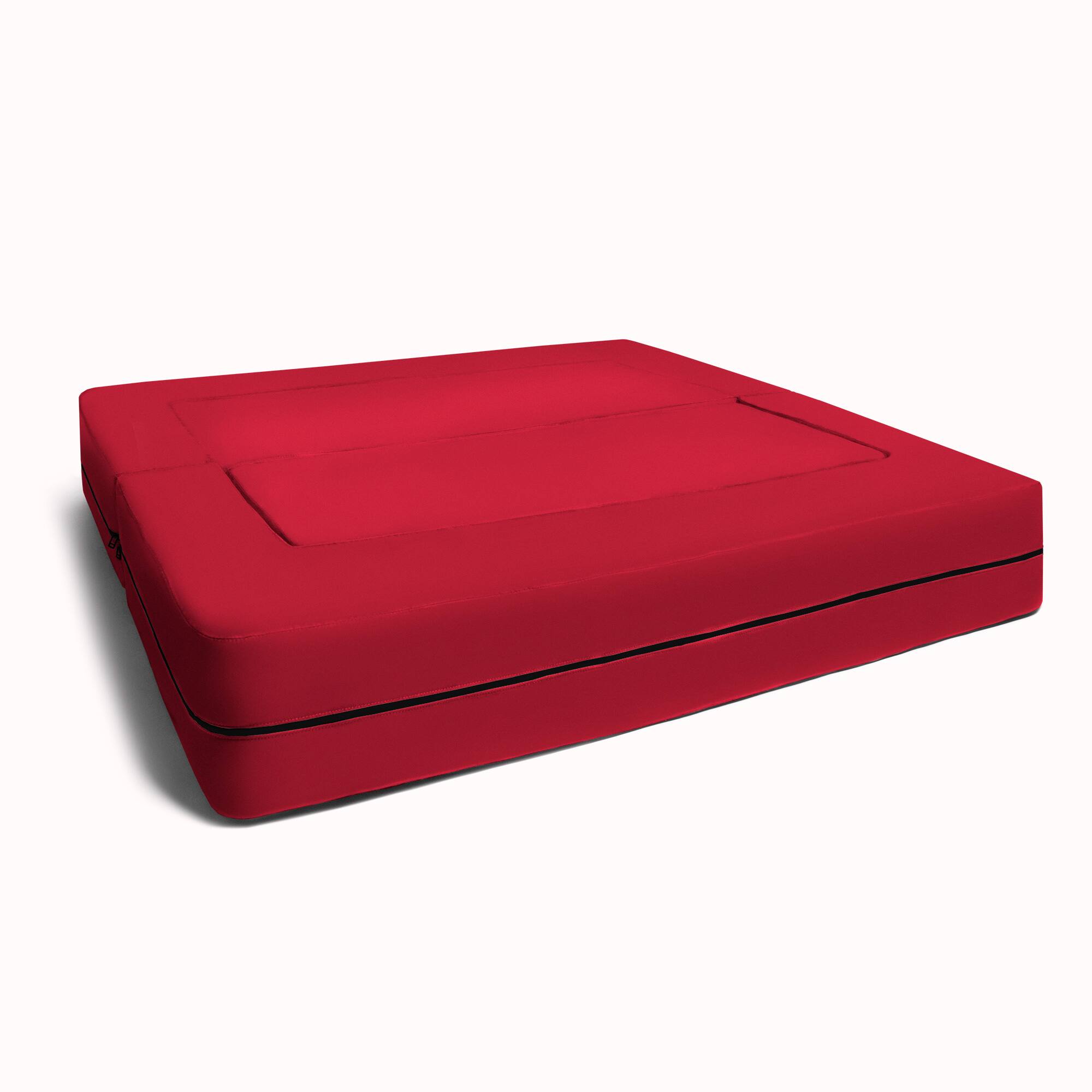 Angle. Jaxx - Jaxx Zipline Kids Sofa & Large Ottoman, 3 in 1 Fold Out Sofa, Big Kids Edition, Cherry - Cherry.