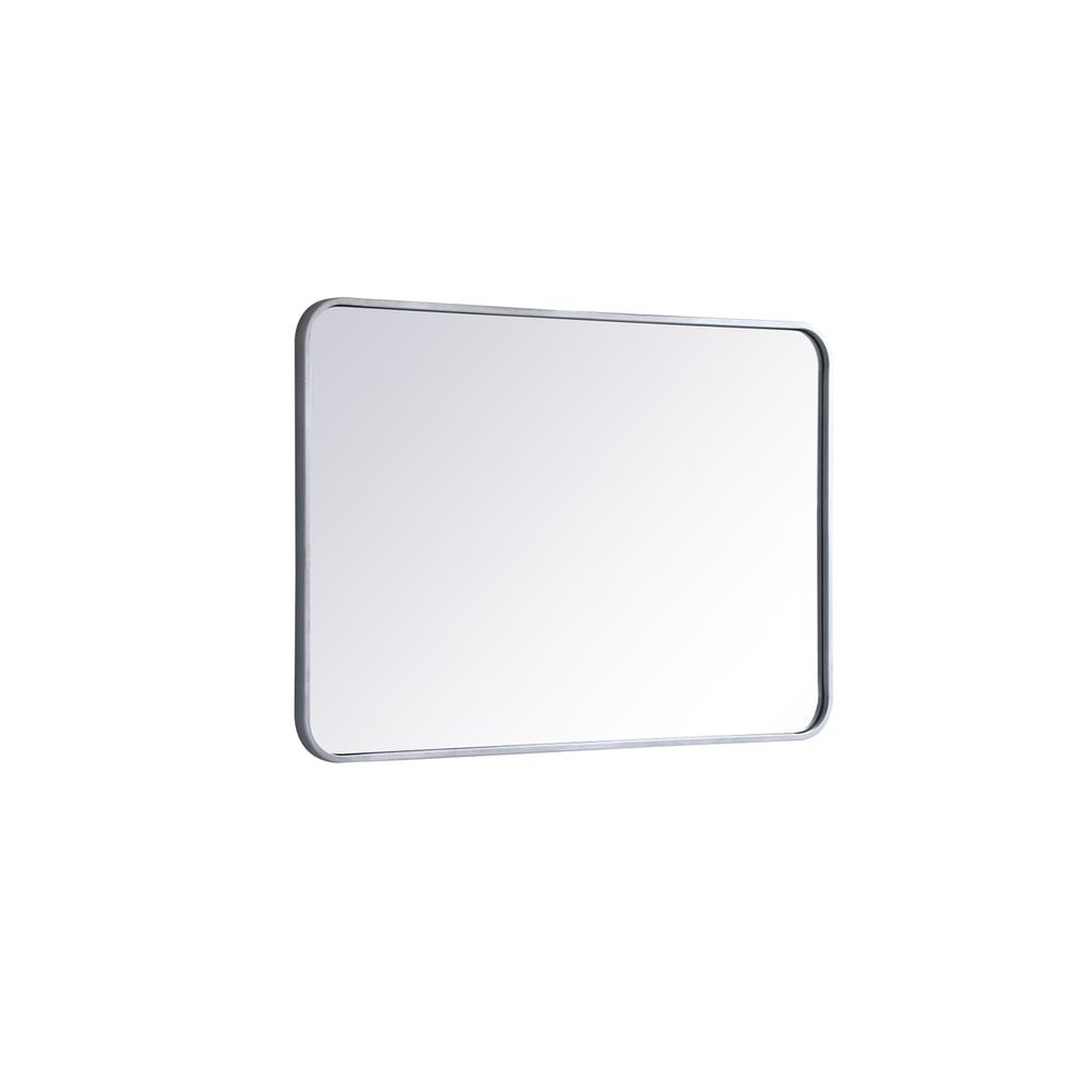 Alt View 1. Elegant Decor - Soft corner metal rectangular mirror 24x36 inch in Silver - Silver.