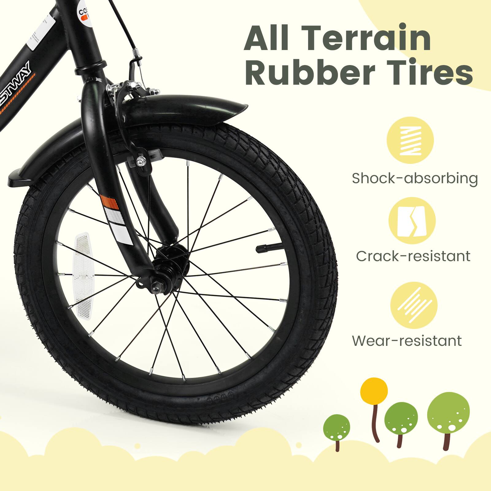 All Terrain Rubber Tires

- Shock-absorbing
- Crack-resistant
- Wear-resistant
