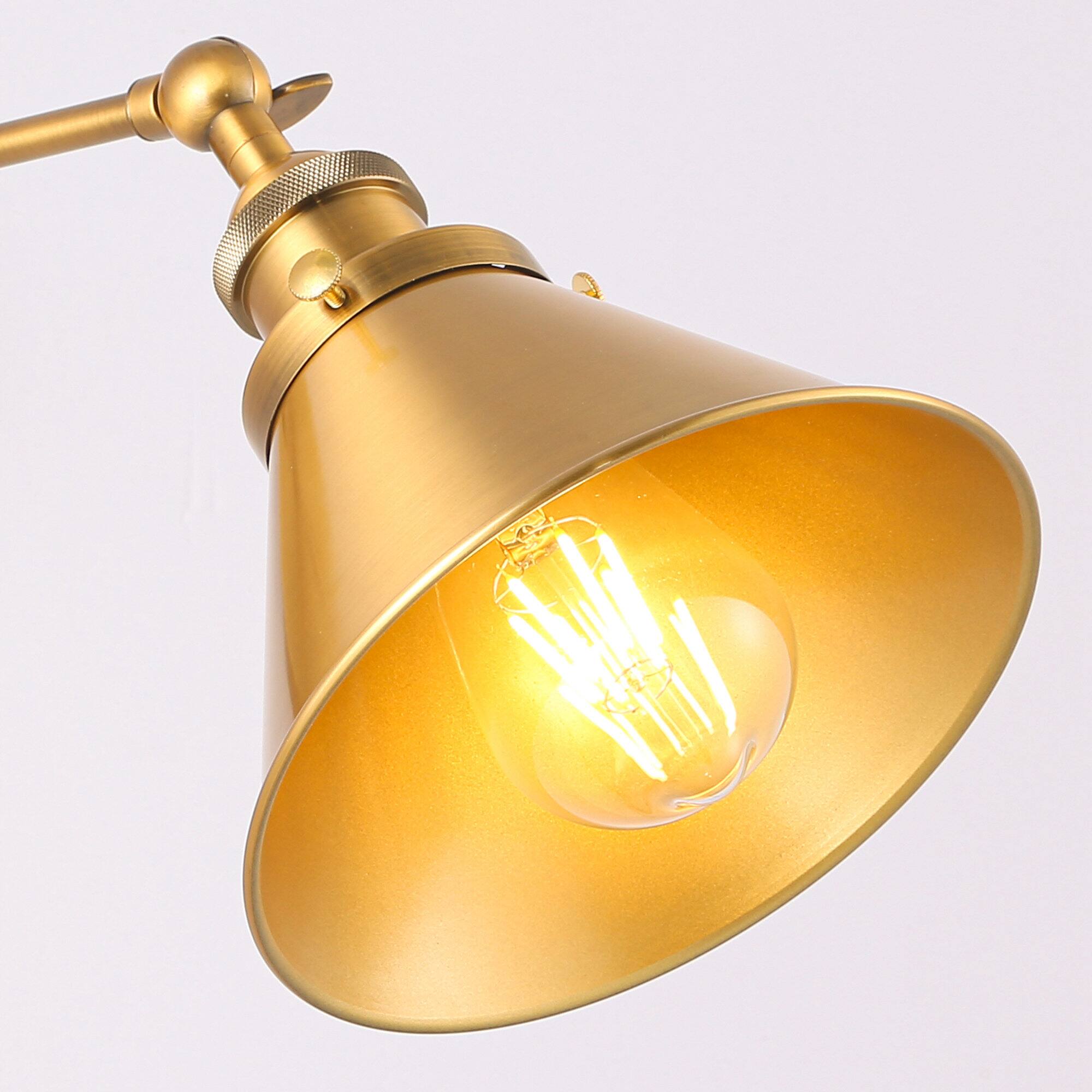 Left. Parrot Uncle - 7" W Industrial Brass Wall Sconce with Metal Cone Shade - Brass.
