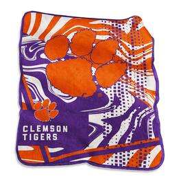 Logo Brands - Clemson Tigers 50" x 60" Swirl Raschel Throw Blanket - Multicolor