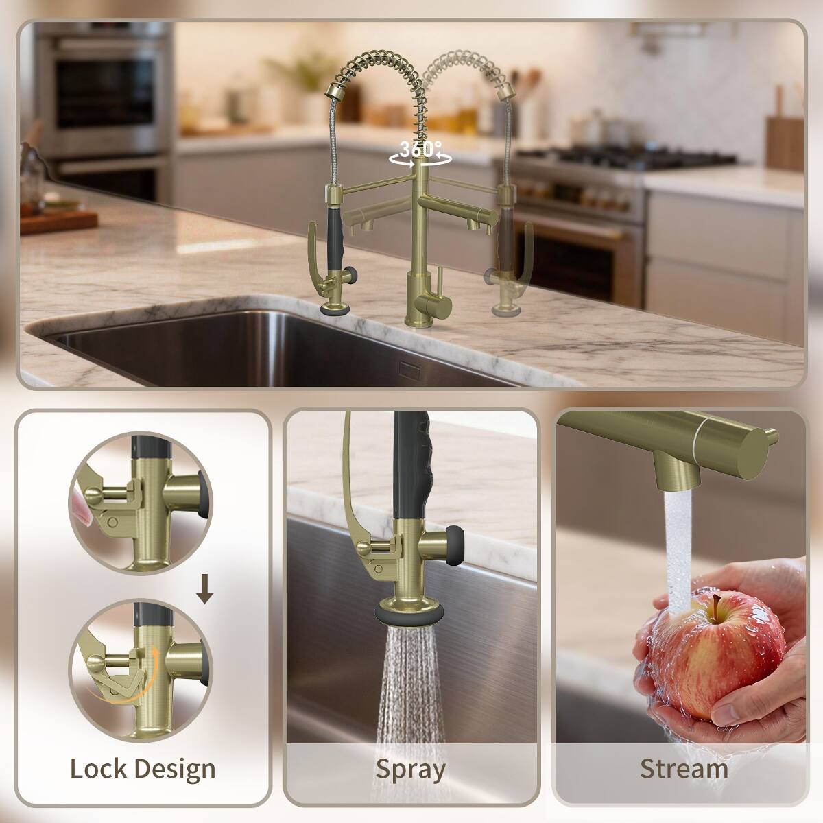 Lock Design  
Spray  
Stream