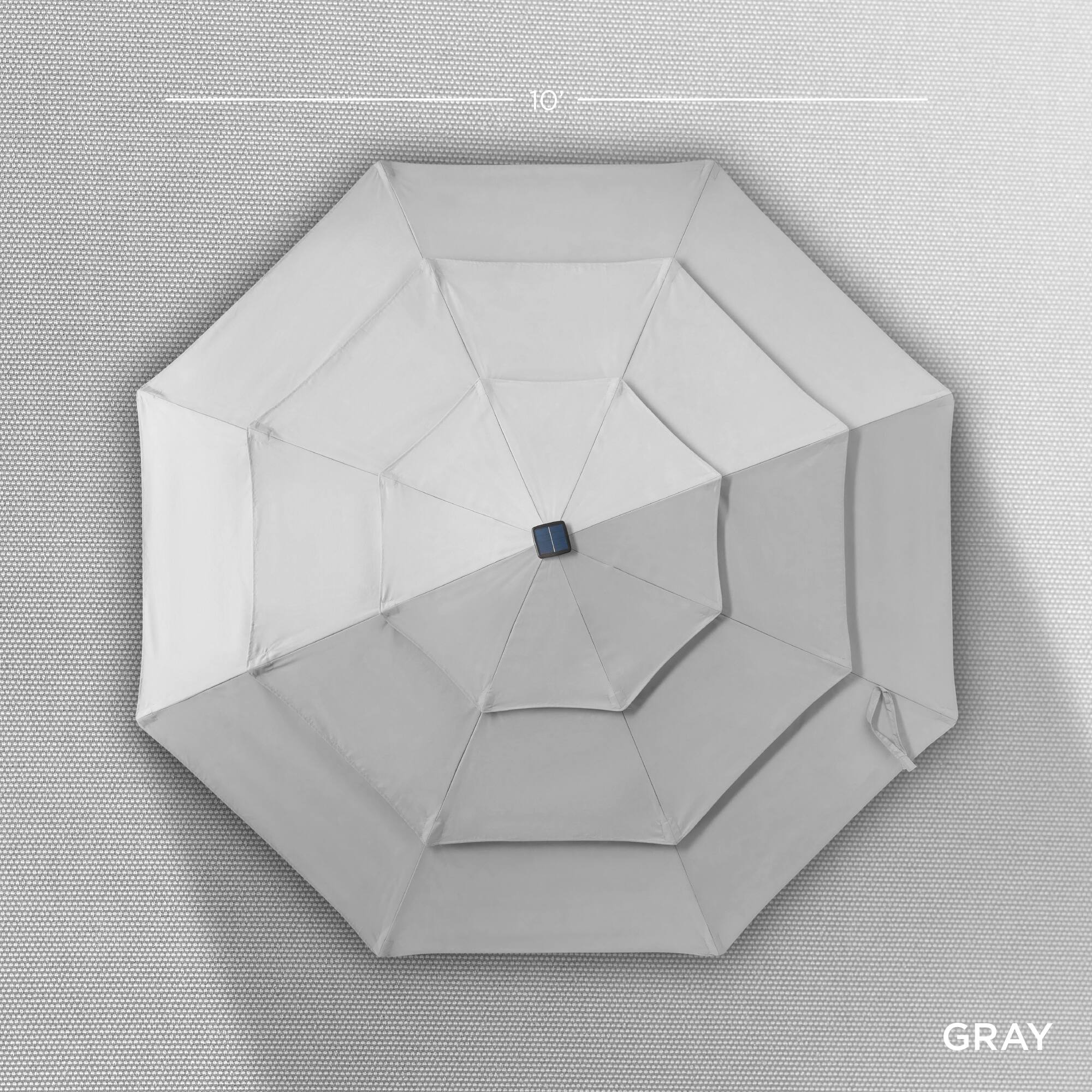 Alt View 5. Best Choice Products - Best Choice Products 10ft 3-Tier Solar Patio Umbrella w/ 24 LED Lights, Tilt Adjustment, Easy Crank - Fog Gray - Fog Gray.