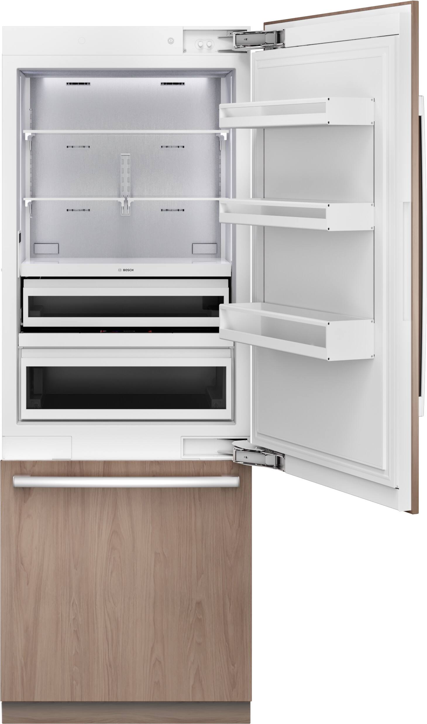Alt View 3. Bosch - Benchmark Series 16.5 Cu. Ft. Bottom-Freezer Counter-Depth Smart Refrigerator - Custom Panel Ready.