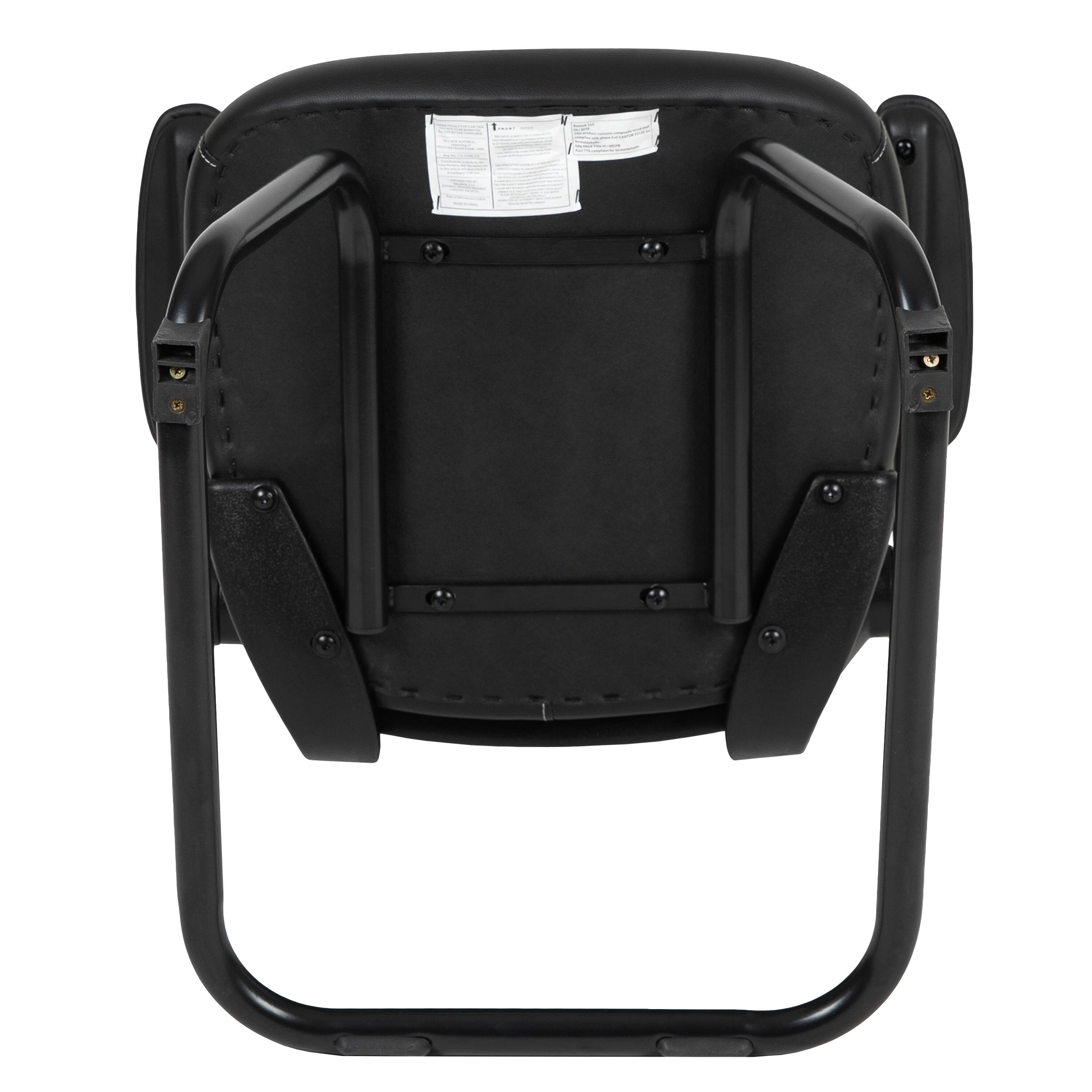 Alt View 9. Emma + Oliver - Mesh Sled Base Side Reception Chair with Flip-Up Arms-Office Waiting Room - Black LeatherSoft.