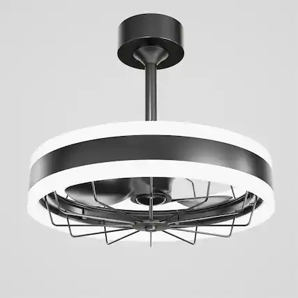 Front. PAIHOME - Modern Low Profile Ceiling Fan with Light & Remote, 15.7 Inch 6-Speed Quiet Motor Dimmable LED Timer for Bedroom - Black.