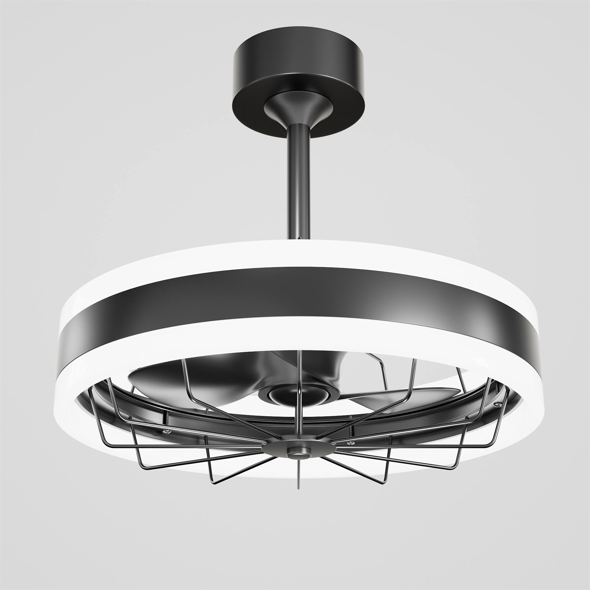 Front. PAIHOME - Modern Low Profile Ceiling Fan with Light & Remote, 15.7 Inch 6-Speed Quiet Motor Dimmable LED Timer for Bedroom - Black.