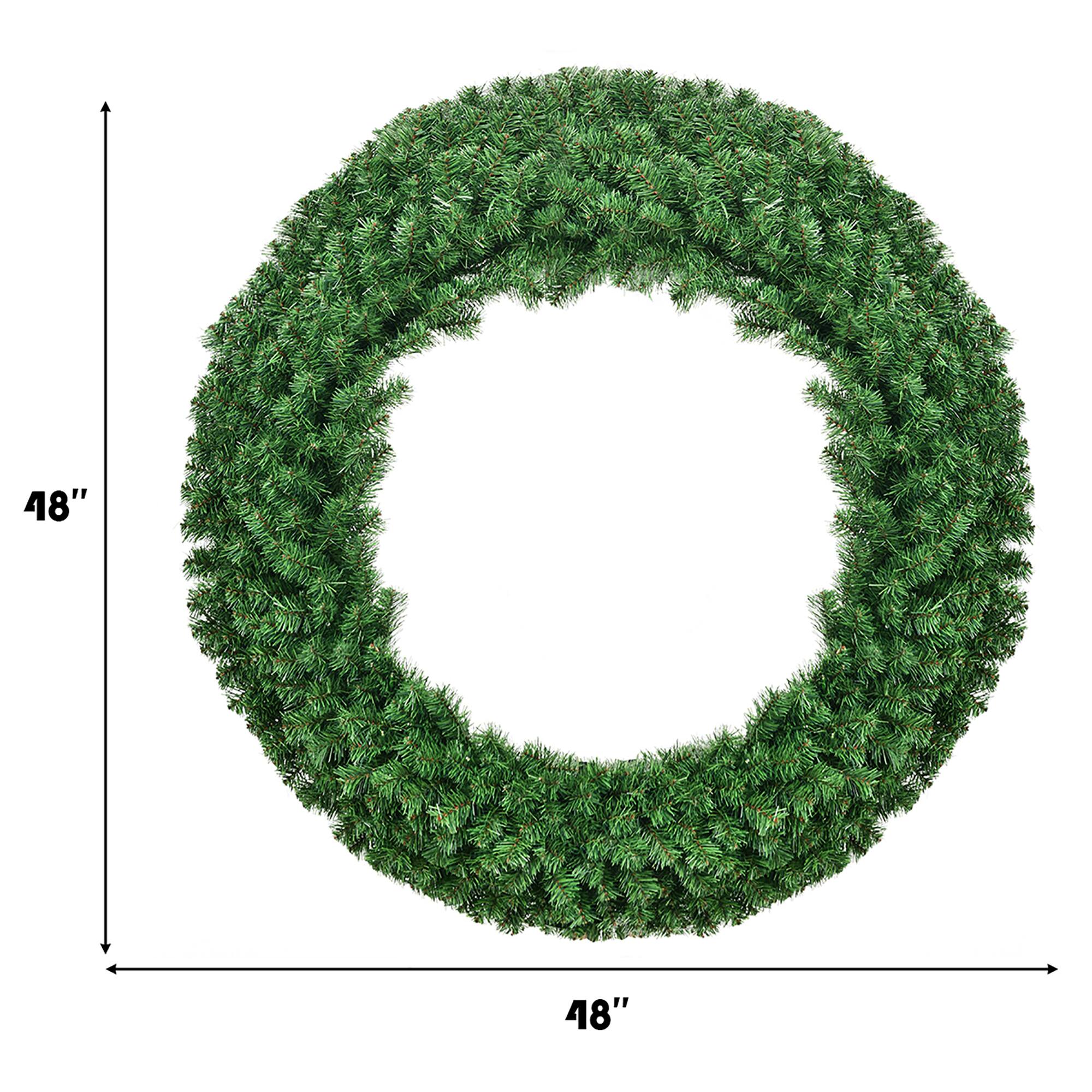 The text on the image reads "48" 48". This indicates that the wreath is 48 inches in diameter.
