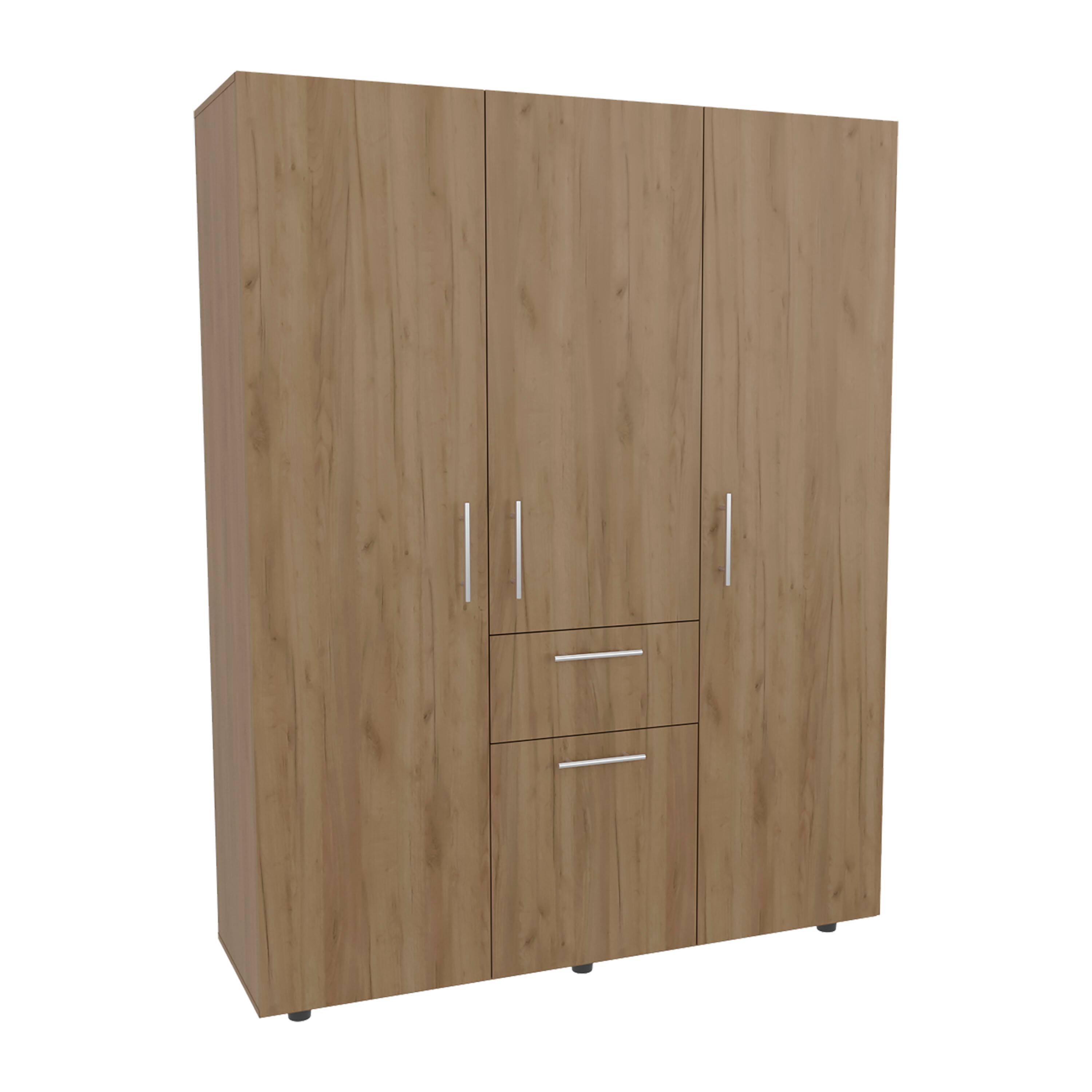 Alt View 1. TuHome - Bariloche 70" High Four- Door, One Drawer Armoire With Three Hanging Rods, Seven Shelves Bedroom, Wardrove, Closet - Natural Oak.