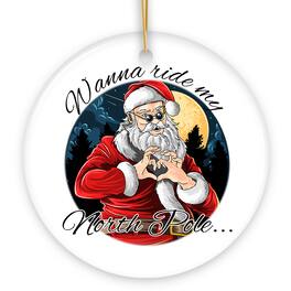 OrnamentallyYou - Wanna Ride my North Pole Dirty Santa Joke Ornament - Multi-colored