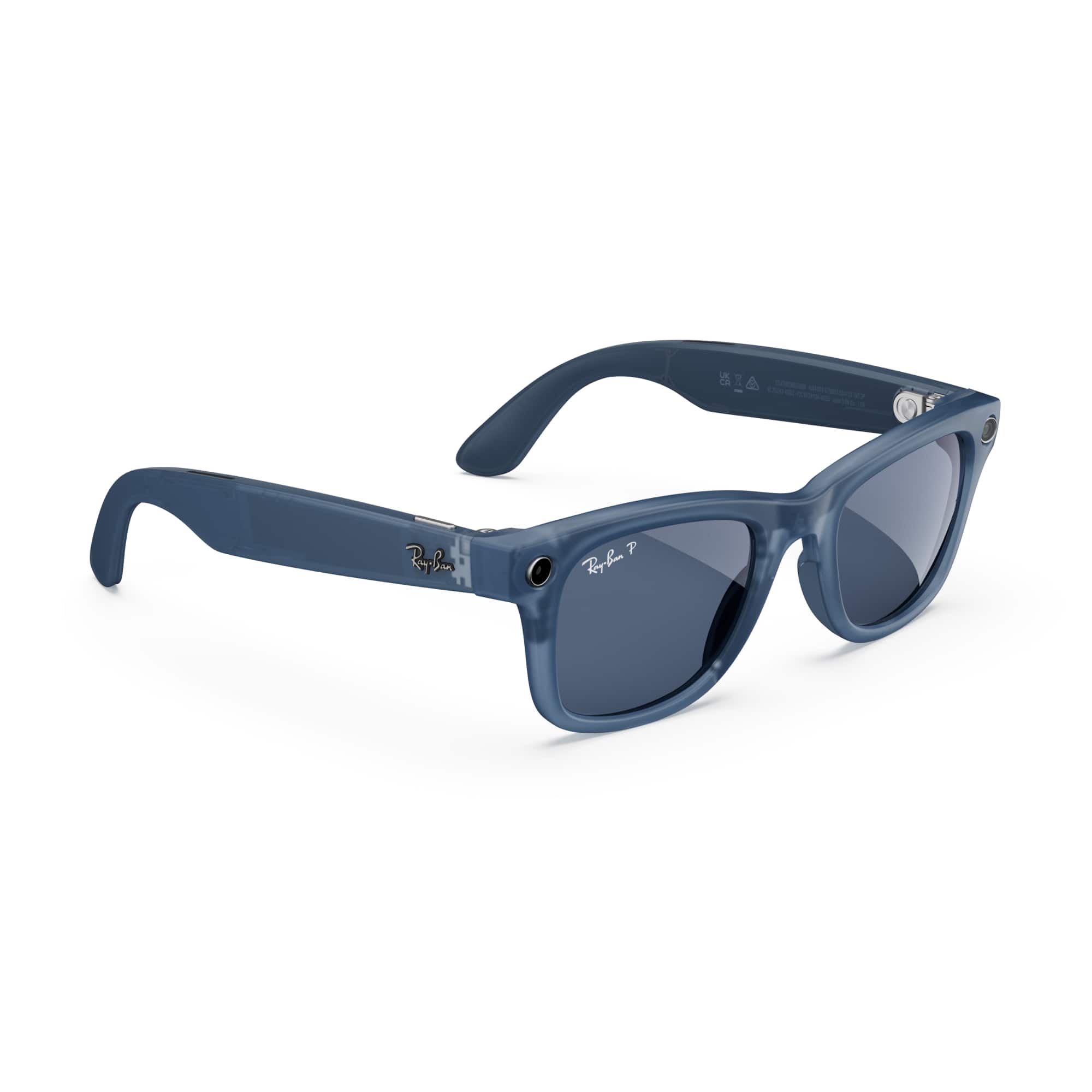 Alt View 7. Ray-Ban Meta - Wayfarer (Gen 1) glasses with Meta AI, Audio, Photo, Video Compatibility - Polarized Blue Lenses - Matte Jeans.