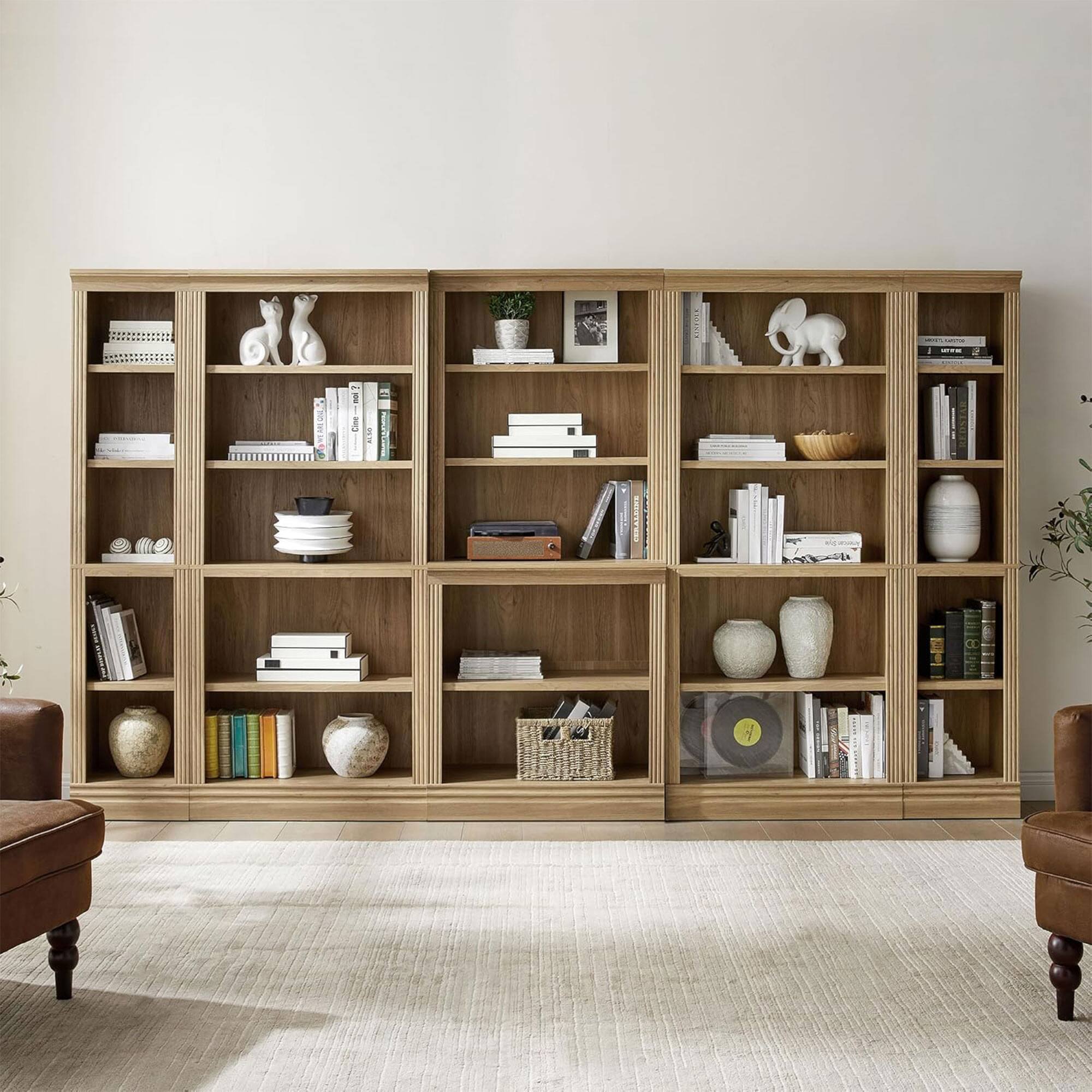 Alt View 8. VAUXHILL & CO. - VAUXHILL & CO. Halston Narrow Bookcase, Adjustable Storage Shelving Unit, Oak - Oak.