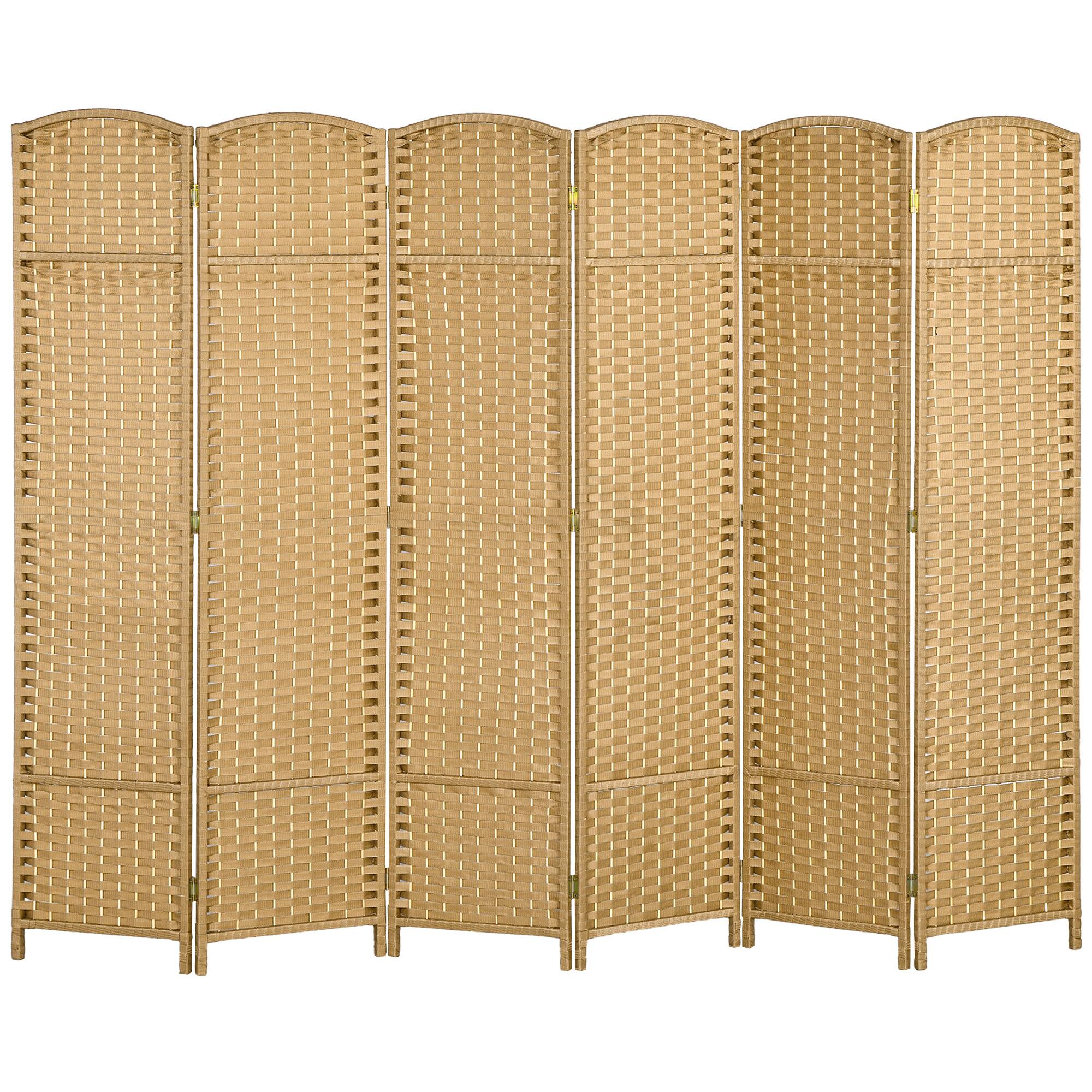 Alt View 5. MOOSOO - 6 Panel Room Divider, Folding Privacy Screen, 5.6' Room Separator, Wave Fiber Freestanding Partition Wall Divider - Natural.
