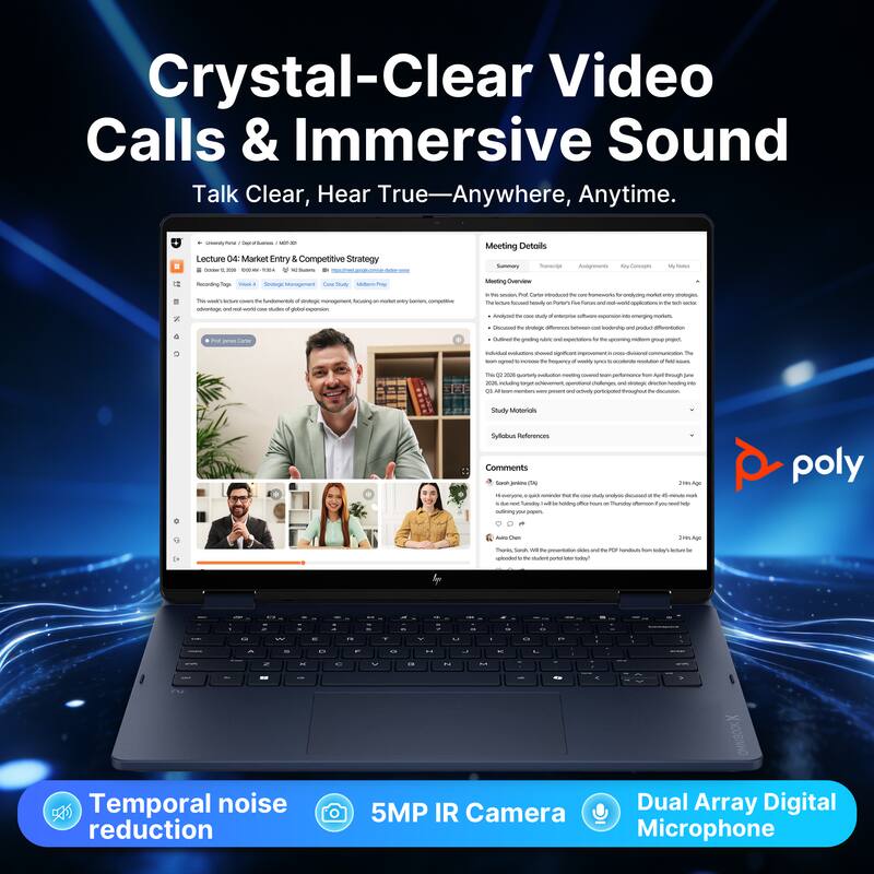Crystal-Clear Video Calls & Immersive Sound  
Talk Clear, Hear True—Anywhere, Anytime.

Deply Bushess MOD-30 Lecture 04: Market Entry & Competitive Strategy  
Douser HOL Micken

Meeting Details Summary  
Serving Assignees

Concepts  
Recording Togs  
Wook Storytogic Management Cour Study The Vitamin DMY N by WHANK advantage, and world COM vluden of globes expension

Meeting Overview  
The session introduced the core frameworks for analyzing market entry strategies. The focus was on Porter’s Five Forces and its world applications in both tech and non-tech sectors. The PARA bowed helpuly how's ful Avoix nusprople for XXIIII way of nowfu inc

Chocussed N verategic difererences battouran kodeship gig product 0,6ml th goding AM and la tv sporning ridern pojet

indidud inoluctions showed significant bon agreed tv Requency  
divisional 950 -  
TM  
226 quartely XX including logal on is tion  
sperational dellenges and sintege posert and adively participated throughout to discussion.

Study Materials  
Syllabus References Comments

Temporal