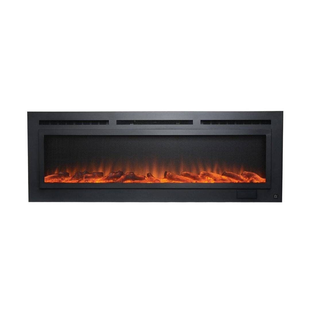 Front. Touchstone Home Products - 60 in. Wall Mounted Recessed Sideline Steel Electric Fireplace 1500W - Black.