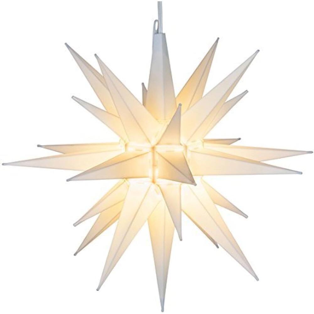 Alt View 2. Schertz - "Large Warm White LED Moravian Star, 3D Hanging Christmas Decoration" - White.