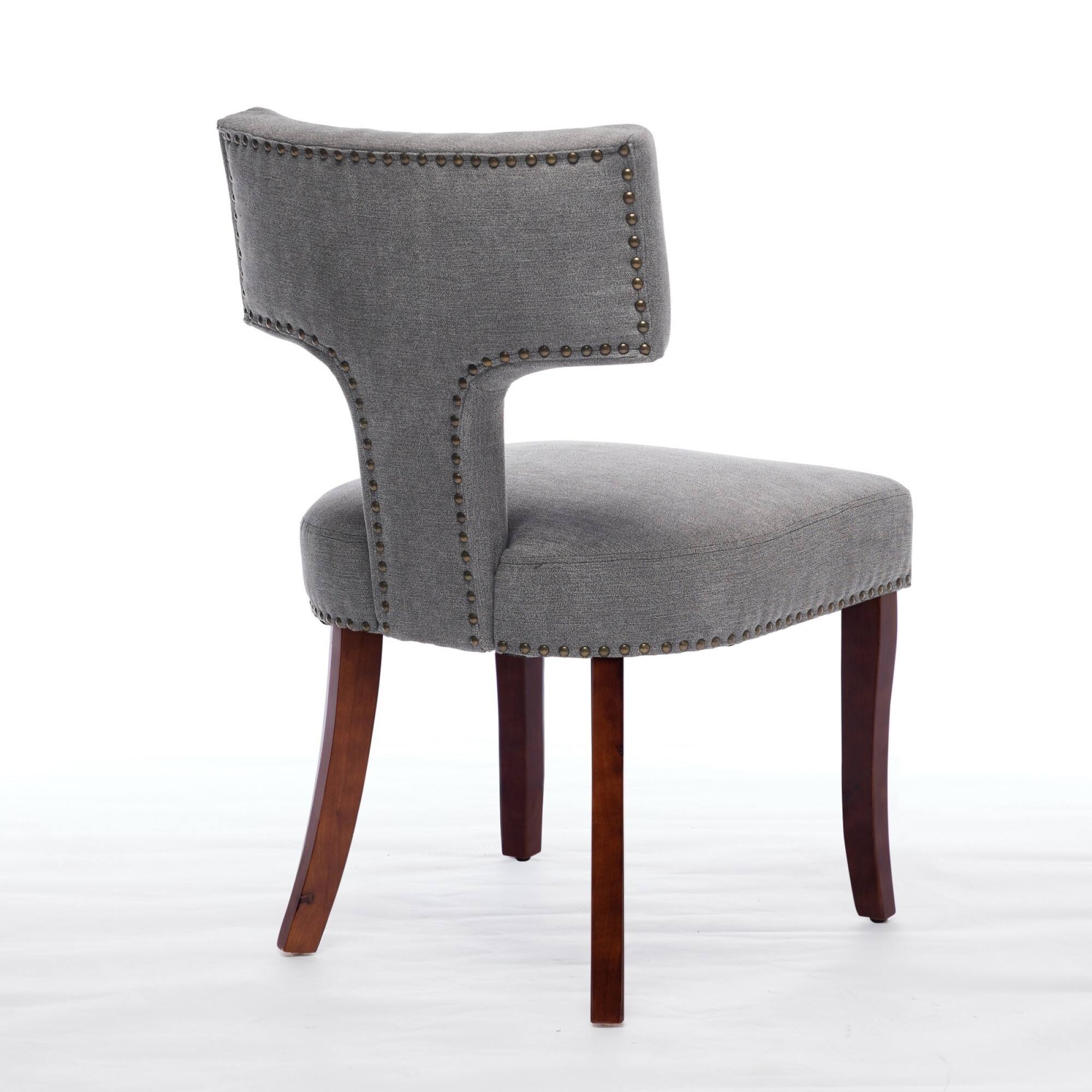 Alt View 2. GOODSILO - Modern Dining Chairs Set of Two with Curved Backrest and Upholstered Fabric Seating - Gray.